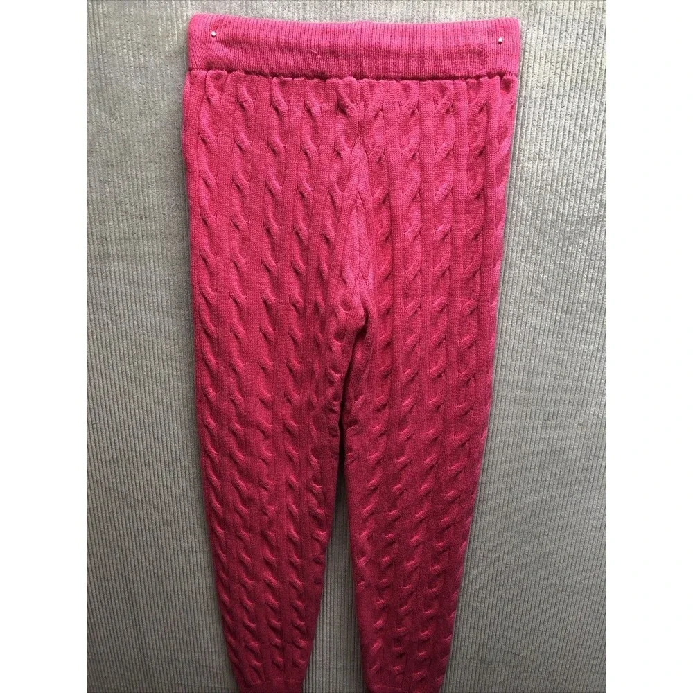 Joyfunear Cableknit Leggings Size M Pink Drawstring Waist Tapered Leg Barbiecore